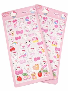 Hello Kitty 3D Puffy PVC Stickers 2 Sheets 40 Each Kawaii Sticker Set
